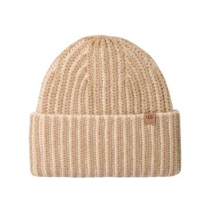 Womens UGG Chunky Plaited Beanie in Cream Multi. One Size. 102328